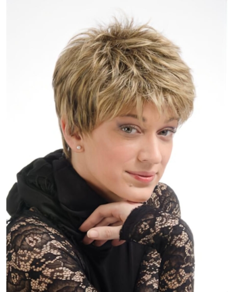 Comfortable Straight Blonde Boycuts New Design Wigs