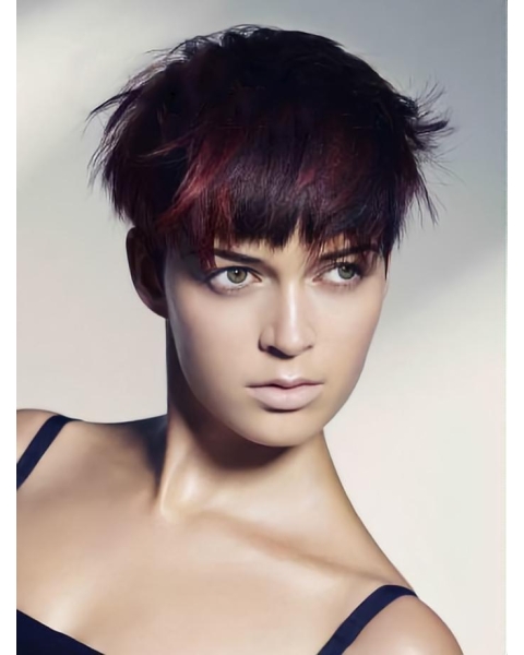 Red Boycuts Straight Short Wigs