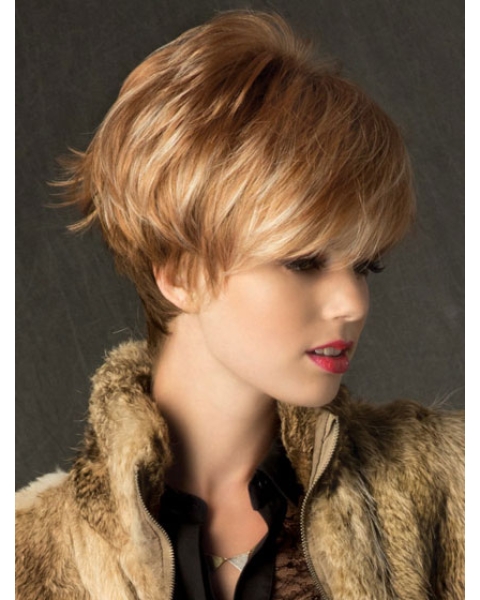 Style Straight Boycuts Blonde Short Wigs