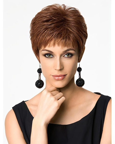 Auburn Tempting Boycuts Straight Short Wigs