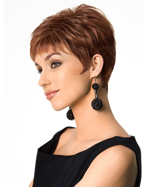 Auburn Tempting Boycuts Straight Short Wigs