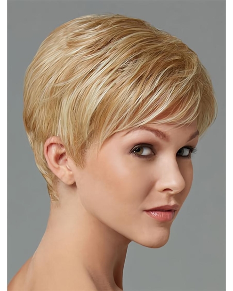 Stylish Blonde Straight Cropped Synthetic Wigs