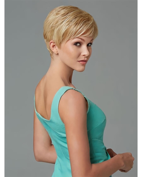 Stylish Blonde Straight Cropped Synthetic Wigs