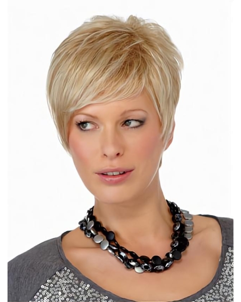 Elegant Straight Boycuts Blonde Short Wigs