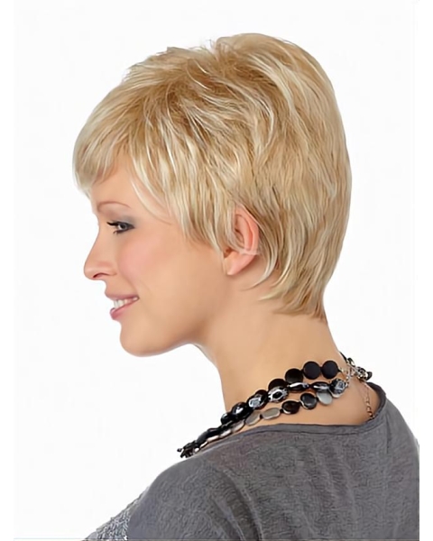 Elegant Straight Boycuts Blonde Short Wigs