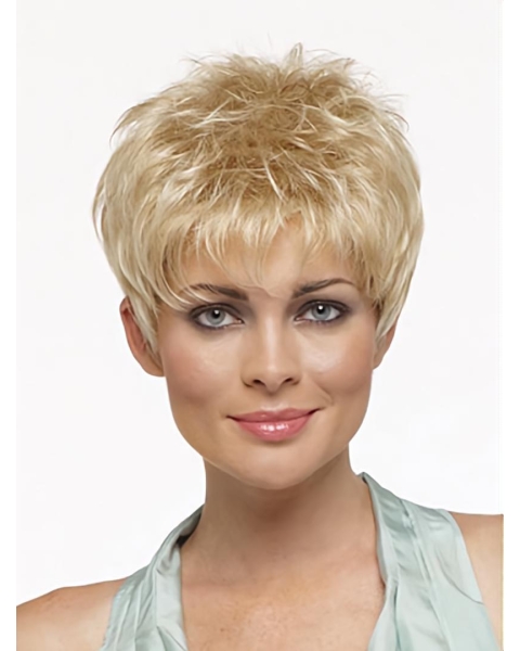 Comfortable Blonde Straight Cropped Synthetic Wigs