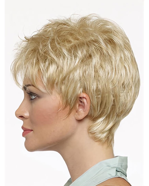 Comfortable Blonde Straight Cropped Synthetic Wigs