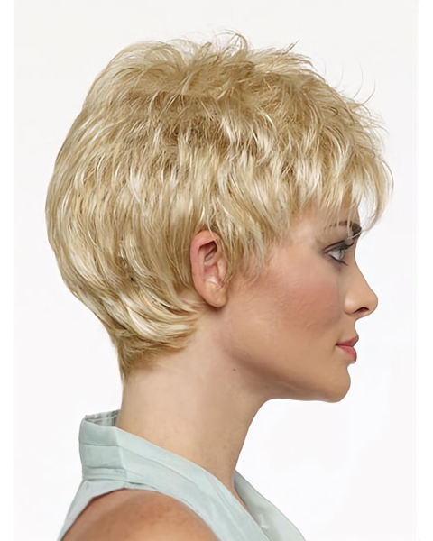 Comfortable Blonde Straight Cropped Synthetic Wigs