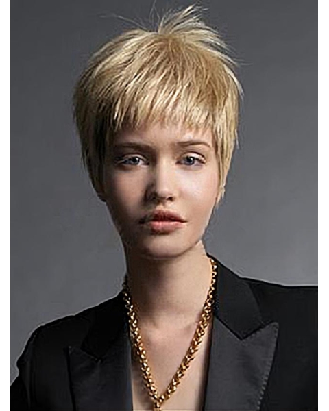 Blonde Straight Remy Human Hair High Quality Short Wigs