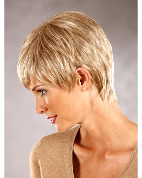 Style Auburn Straight Cropped Synthetic Wigs