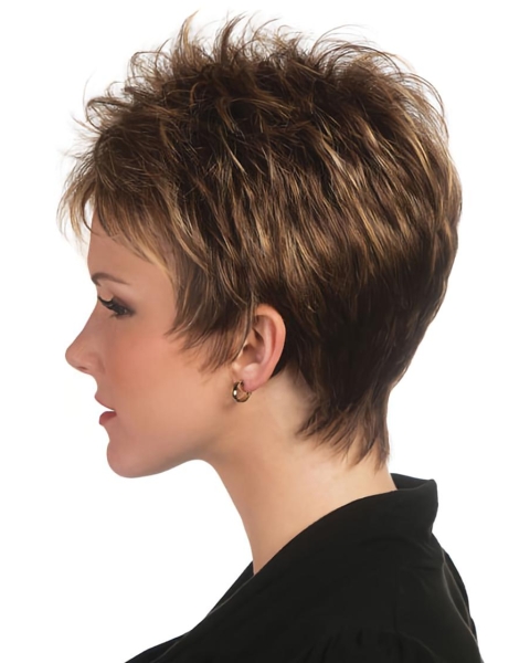 Brown Boycuts Sleek Straight Short Wigs