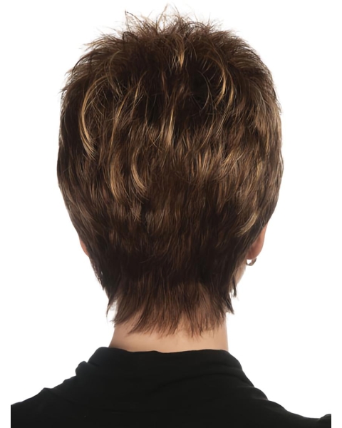 Brown Boycuts Sleek Straight Short Wigs