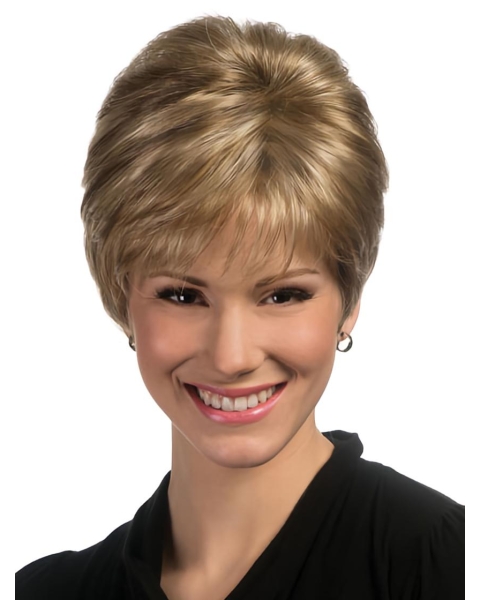 Blonde Straight Synthetic Unique Short Wigs