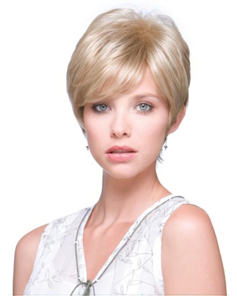 Blonde Monofilament Synthetic Mature Short Wigs