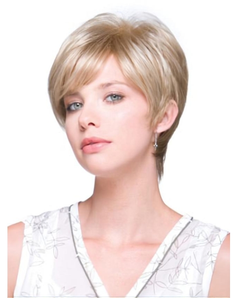 Blonde Monofilament Synthetic Mature Short Wigs