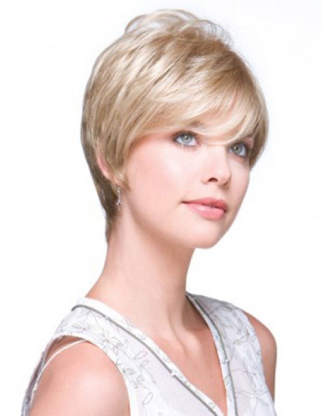 Blonde Monofilament Synthetic Mature Short Wigs