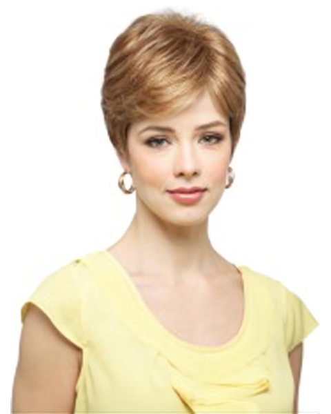 Blonde Monofilament Synthetic Mature Short Wigs