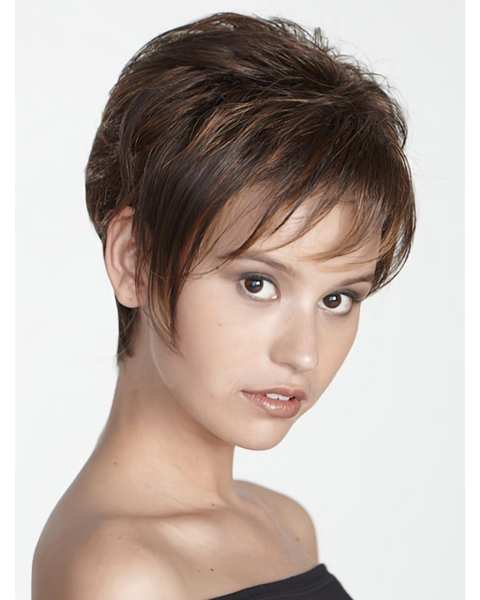 Brown Ideal Boycuts Straight Short Wigs