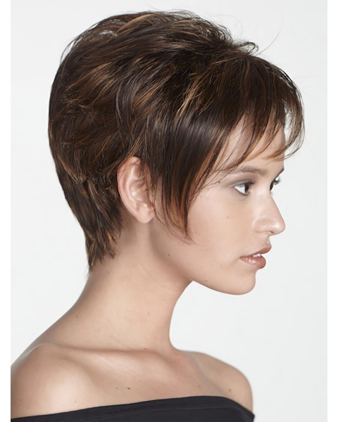 Brown Ideal Boycuts Straight Short Wigs