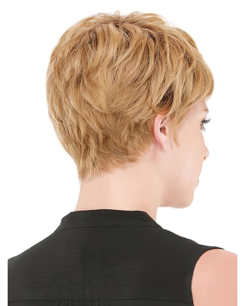 Fashionable Blonde Straight Cropped Synthetic Wigs