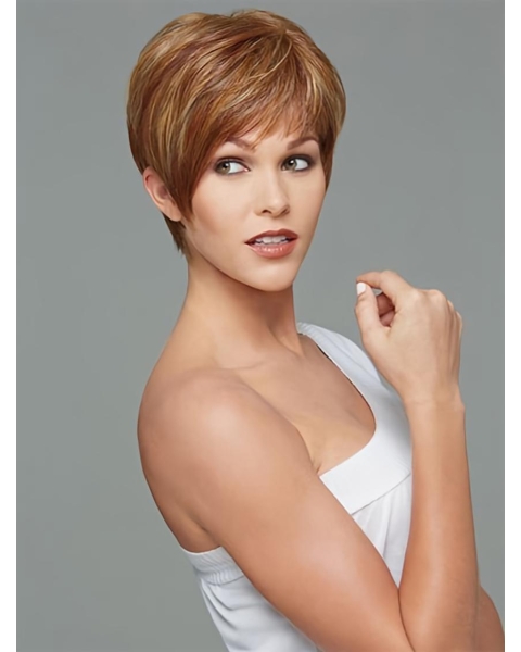 Comfortable Brown Straight Cropped Synthetic Wigs