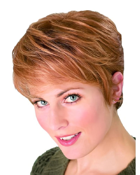 Trendy Auburn Boycuts Straight Short Wigs