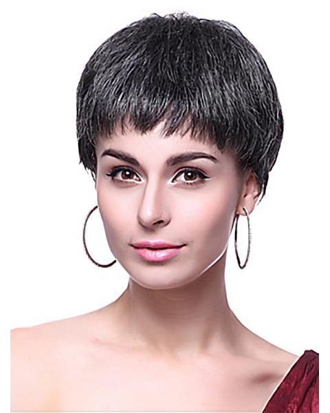 Black Straight Synthetic Cool Short Wigs