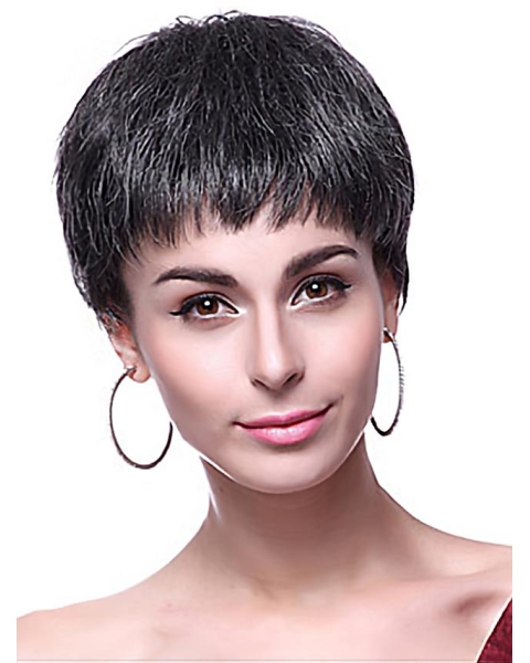 Black Straight Synthetic Cool Short Wigs