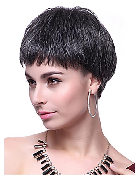 Black Straight Synthetic Cool Short Wigs