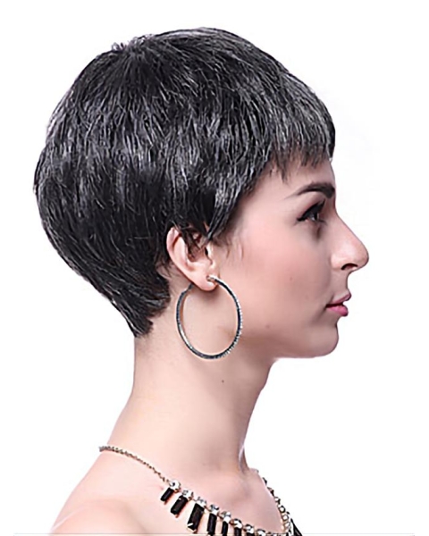 Black Straight Synthetic Cool Short Wigs