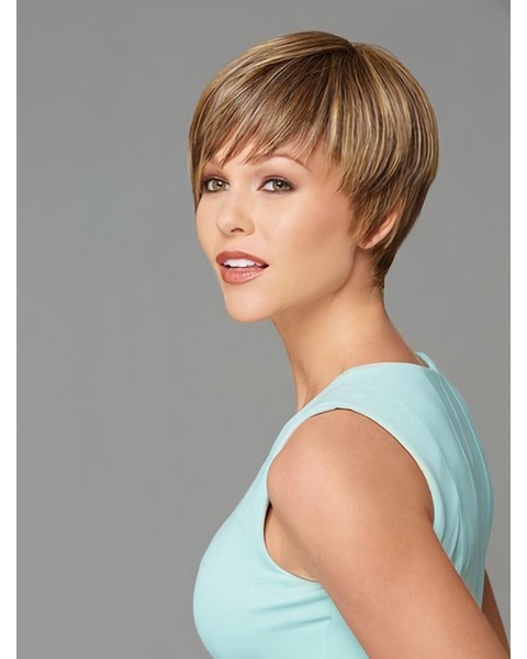 Traditiona Blonde Straight Cropped Synthetic Wigs