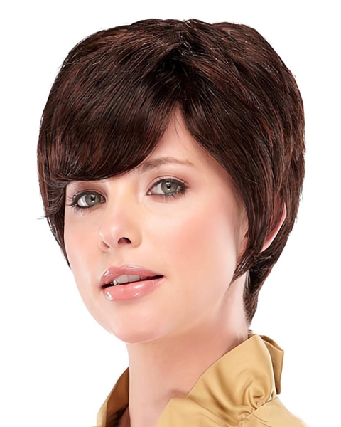 Shining Auburn Straight Cropped Synthetic Wigs