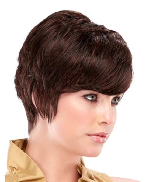 Shining Auburn Straight Cropped Synthetic Wigs