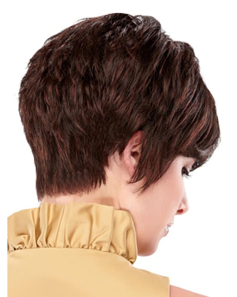 Shining Auburn Straight Cropped Synthetic Wigs