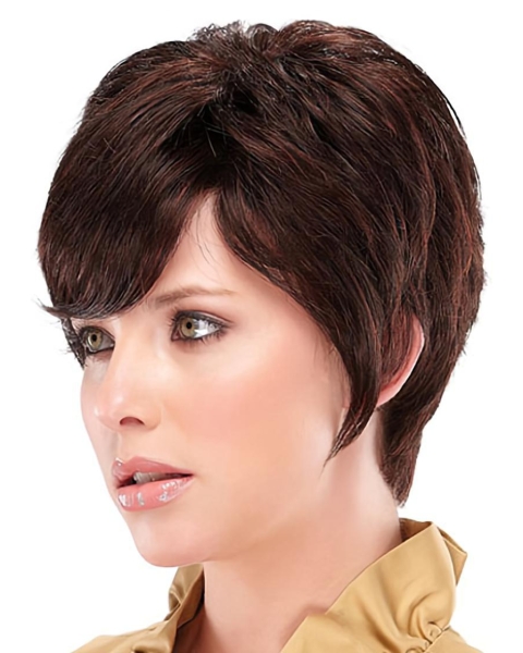 Shining Auburn Straight Cropped Synthetic Wigs