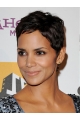 Straight Black Full Lace Cropped Boycuts Halle Berry Wigs