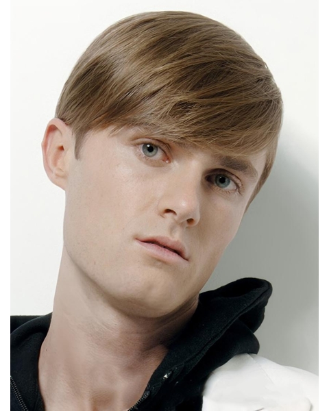 Traditiona Brown Straight Cropped Men Wigs