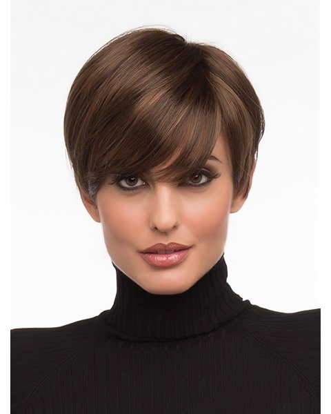 Monofilament Top Boycuts Straight Short Wigs