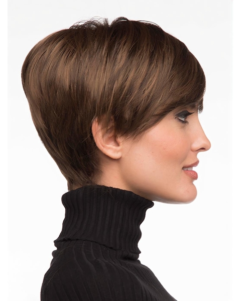 Monofilament Top Boycuts Straight Short Wigs