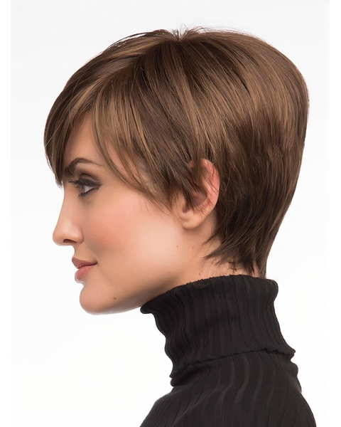 Monofilament Top Boycuts Straight Short Wigs