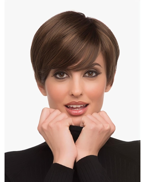 Monofilament Top Boycuts Straight Short Wigs