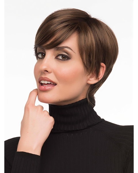 Monofilament Top Boycuts Straight Short Wigs