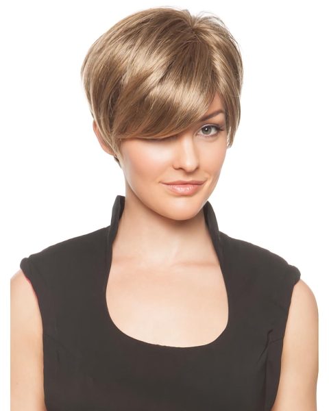 Monofilament Top Boycuts Straight Short Wigs