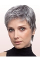 Comfortable Lace Front Cropped Synthetic Grey Wigs