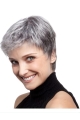 Comfortable Lace Front Cropped Synthetic Grey Wigs