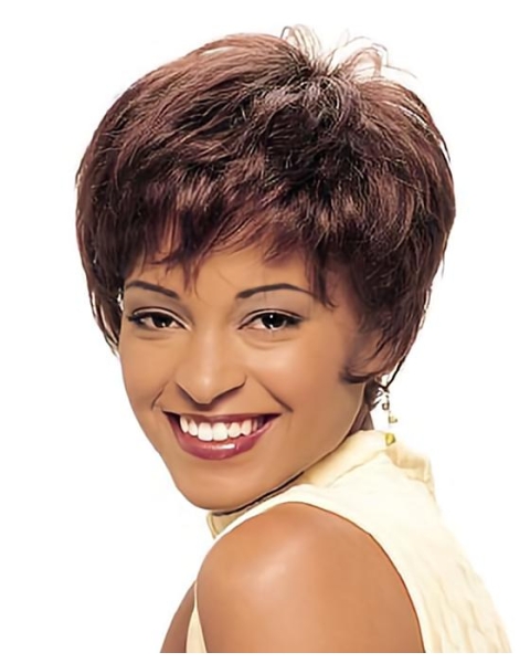 Stylish Auburn Straight Cropped African American Wigs