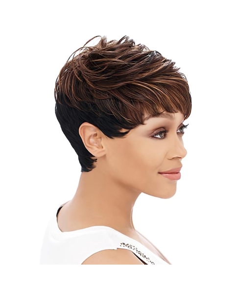 Easy Auburn Straight Cropped African American Wigs