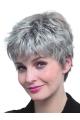 Fabulous Straight Cropped Synthetic Grey Wigs