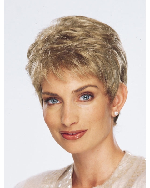 Easy Blonde Monofilament Cropped Synthetic Wigs