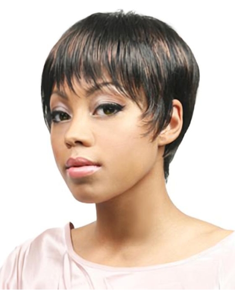 Designed Brown Straight Cropped African American Wigs